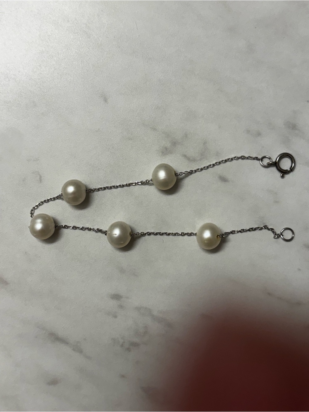 Classic Pearl sterling Silver Chain Bracelet - White Pearls